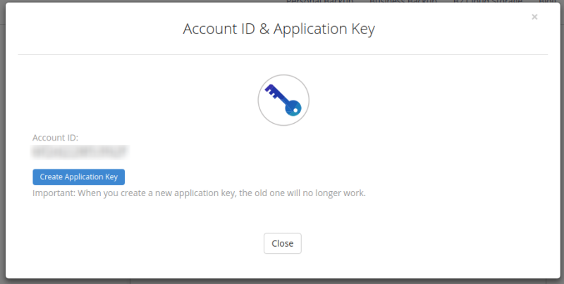 Backblaze Create Application Key