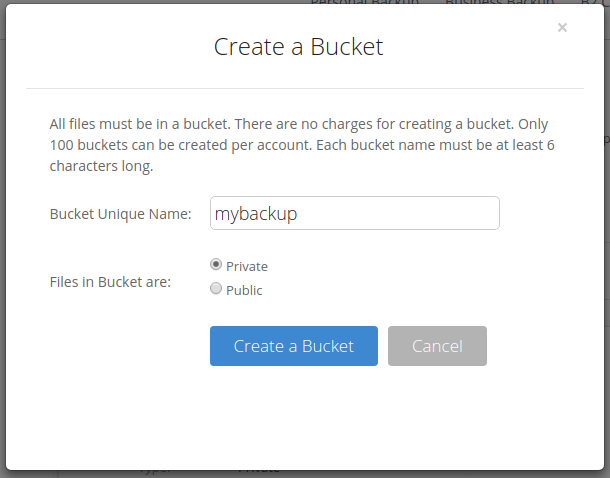 Backblaze Create Bucket