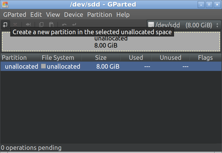 GParted create a new partition