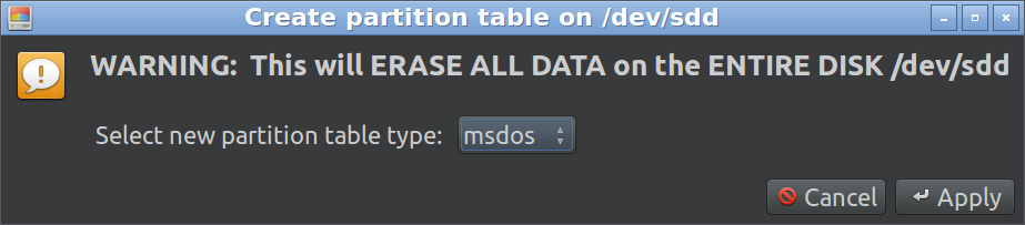 GParted table type msdoc